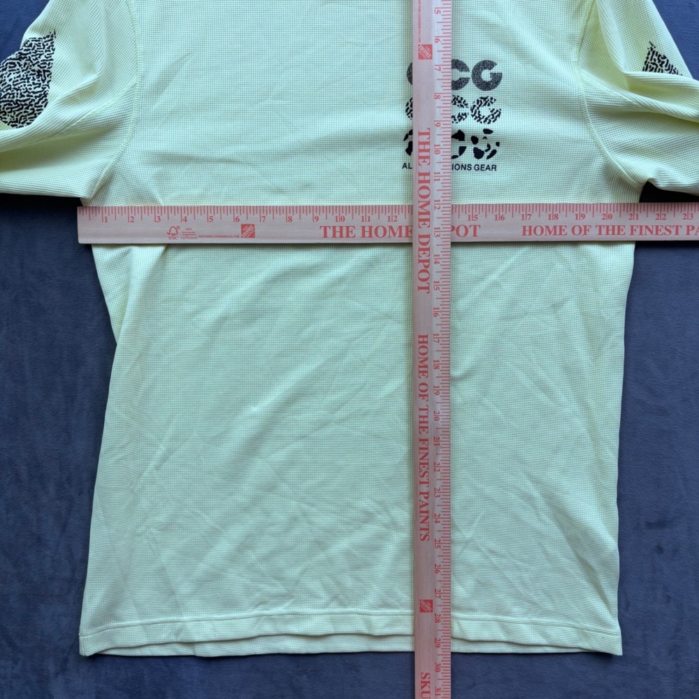 Nike ACG All Conditions Gear Waffle Knit Thermal Long Sleeve Shirt Yellow Mens M - Picture 8 of 8
